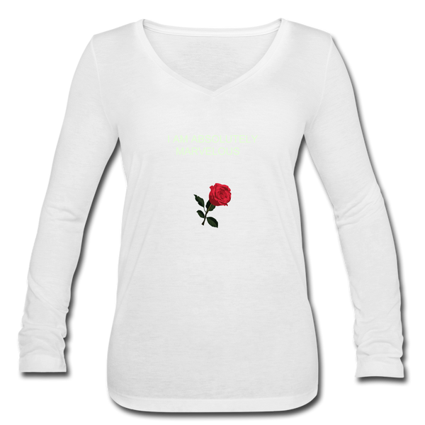 Women’s Long Sleeve  V-Neck Flowy Tee - white