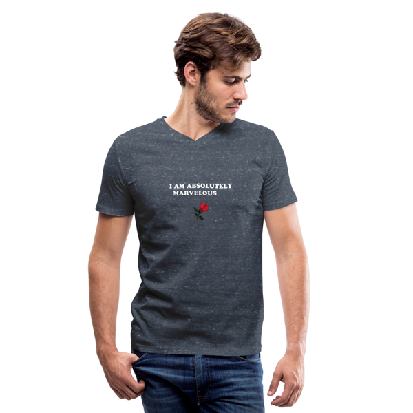 Men's V-Neck T-Shirt by Canvas - heather navy