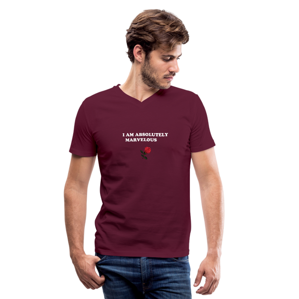 Men's V-Neck T-Shirt by Canvas - maroon