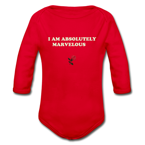 Organic Long Sleeve Baby Bodysuit - red