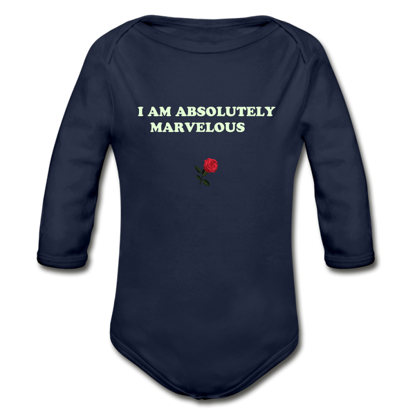 Organic Long Sleeve Baby Bodysuit - dark navy