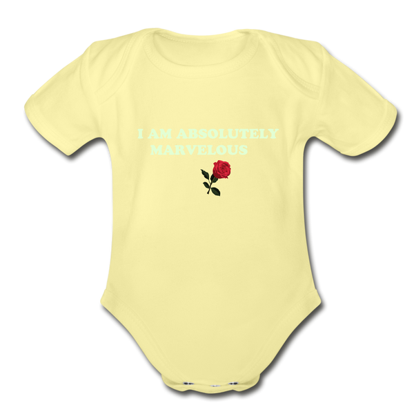 Organic Short Sleeve Baby Bodysuit - washed yellow