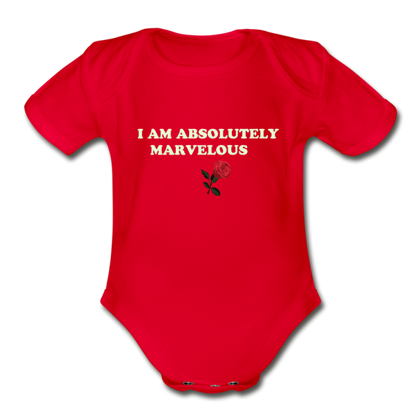 Organic Short Sleeve Baby Bodysuit - red