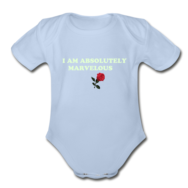 Organic Short Sleeve Baby Bodysuit - sky