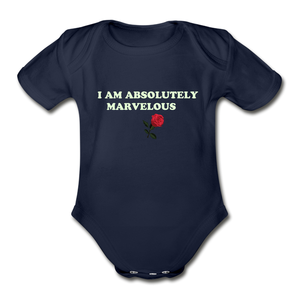 Organic Short Sleeve Baby Bodysuit - dark navy