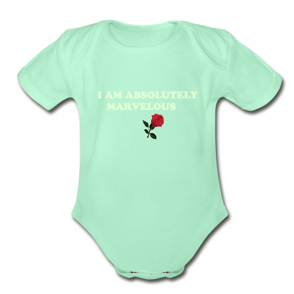 Organic Short Sleeve Baby Bodysuit - light mint