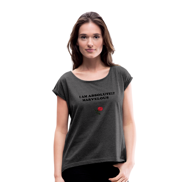 Women's Roll Cuff T-Shirt - heather black