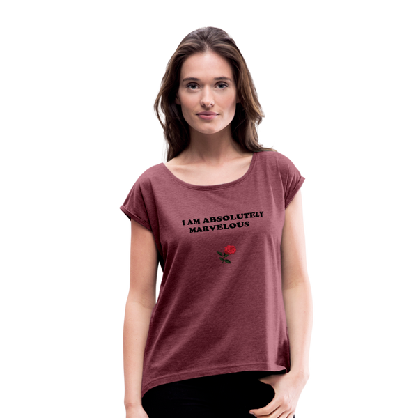 Women's Roll Cuff T-Shirt - heather burgundy