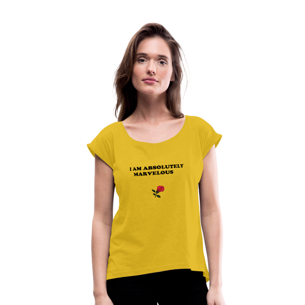 Women's Roll Cuff T-Shirt - mustard yellow