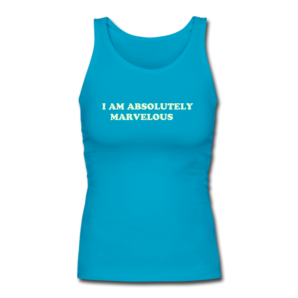 Women's Longer Length Fitted Tank - turquoise